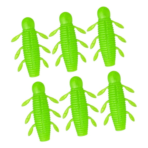 MAGIDEAL 6 Pieces Soft s Artificial Lures Equipment Lifelike Portable Fishing Green