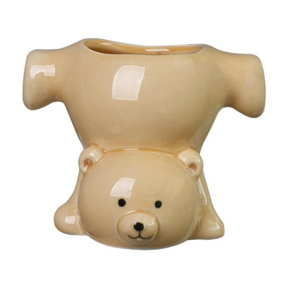 MAGIDEAL Bear Plant Pot Pen Holder Planters Organizer Flower Pot for Indoor Plants Garden Khaki
