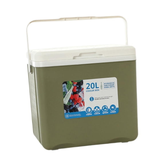MAGIDEAL Box 20L with Heavy Duty Handle Ice Chest Small for Stall Beach Picnic Green