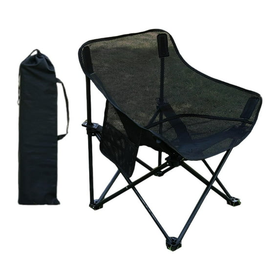 MAGIDEAL Camping Chair Folding Chair Breathable Outdoor Furniture Stable with Storage Bag Black