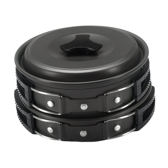 MAGIDEAL Camping Cookware Aluminum Alloy with Storage Bag for Trekking Kitchen Travel Black