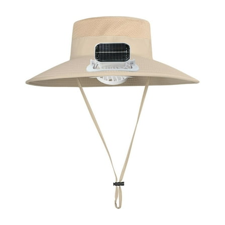 MAGIDEAL Children Outdoor Fan Hat Solar Powered Summer Travel Hat Versatile Wide Brim for Khaki