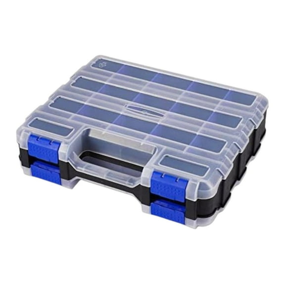 MAGIDEAL Double Side Tool Organizer Small Parts Case 32x26.9x7.8cm Accessory Transparent Blue