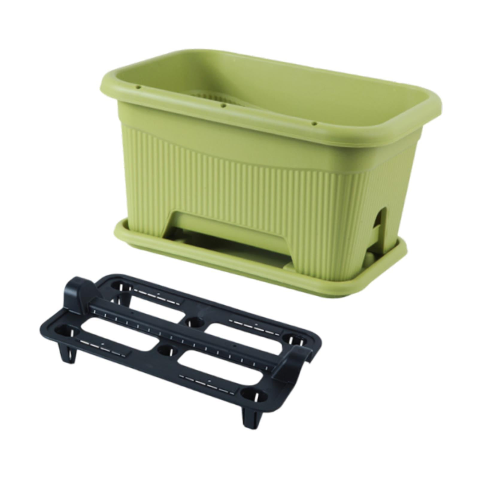 MAGIDEAL Flower Window Box with Tray Patio Planting Tool for Balcony Home Décor Porch Green
