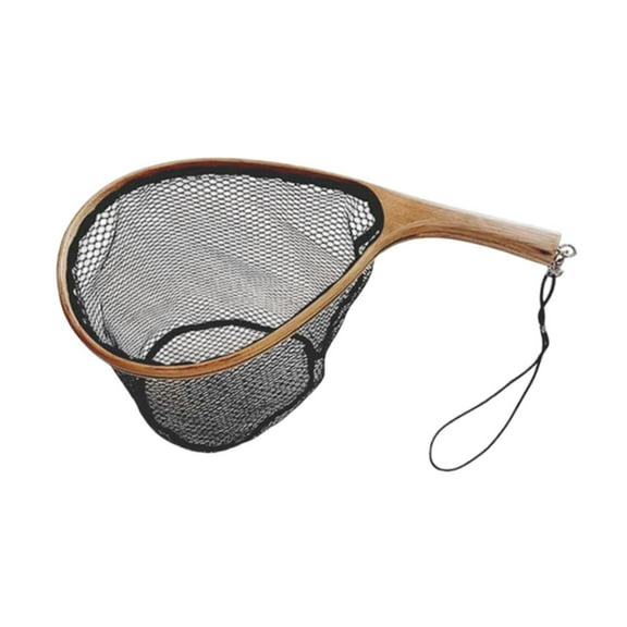 MAGIDEAL Fly Fishing Landing Net ing Tool Comfortable Grip Curved Wood Handle Wading 45cmx22cmx25cm