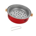 thumbnail image 1 of MAGIDEAL Furnace tea table oven with Grill Wood Camp Portable BBQ grill for camping patio red, 1 of 8