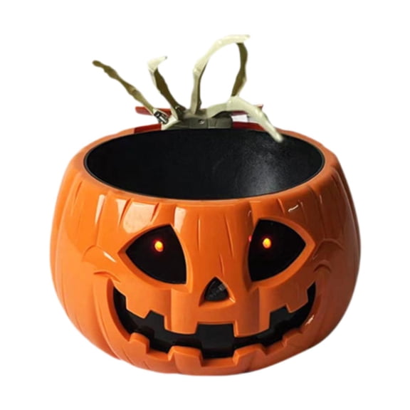 MAGIDEAL Halloween Pumpkin Candy Bowl Animated Halloween Skull Bowl Scary Props Realistic