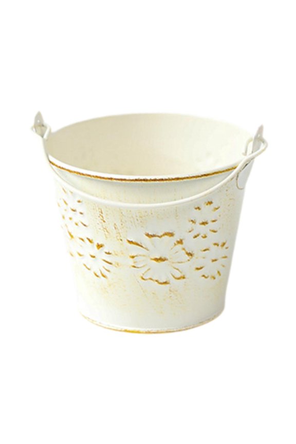 Iron Flower Pot Bucket 10x8 Decoration Multifunctional Decorative Planter Flower Pattern