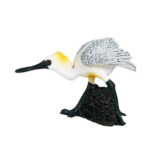 MAGIDEAL Mini Black Faced Spoonbill Figurine Animal Statue Toy Simulation Micro Landscape