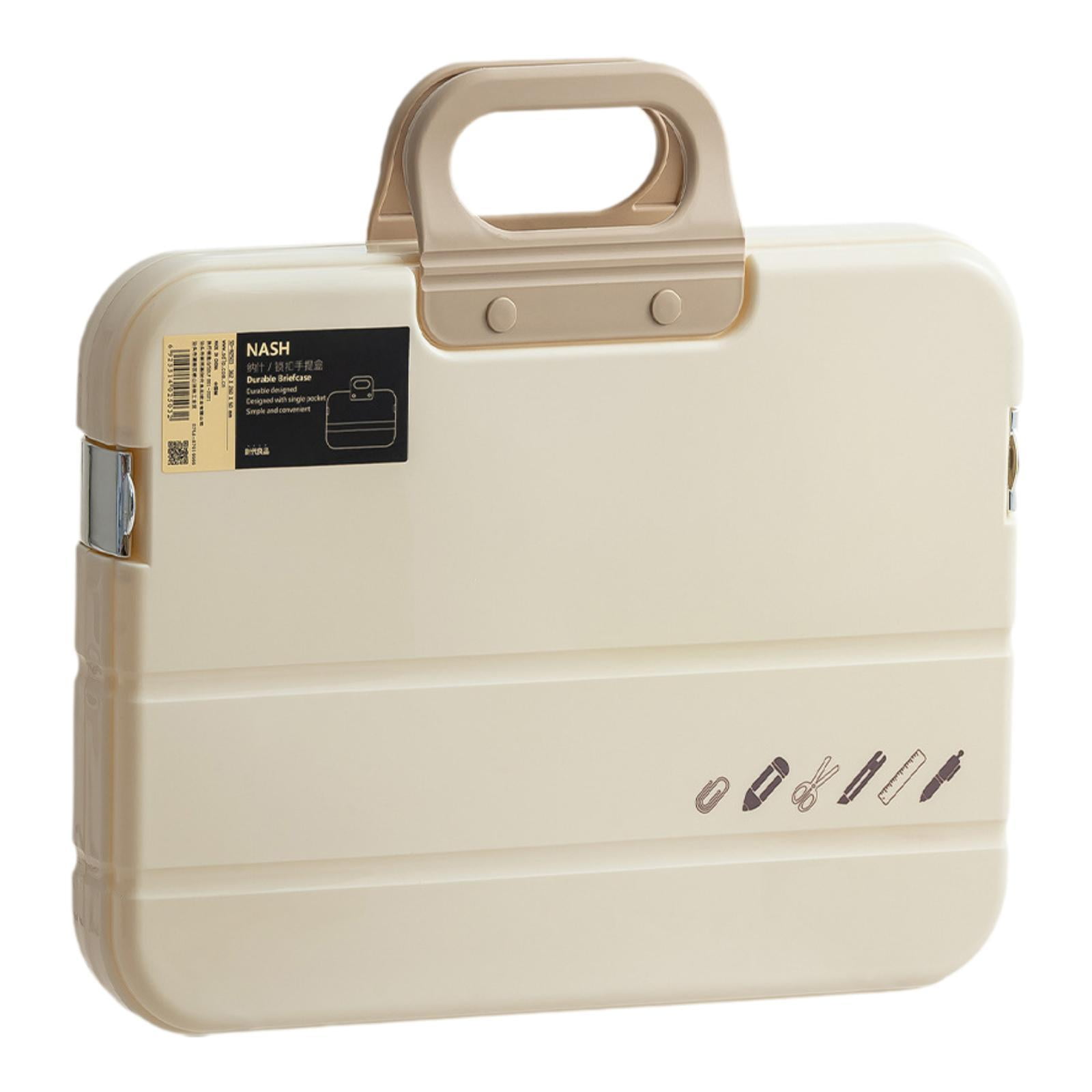 MAGIDEAL Portable files Organizer A4 Document Box Multipurpose Accessories with Snaps Cream Color