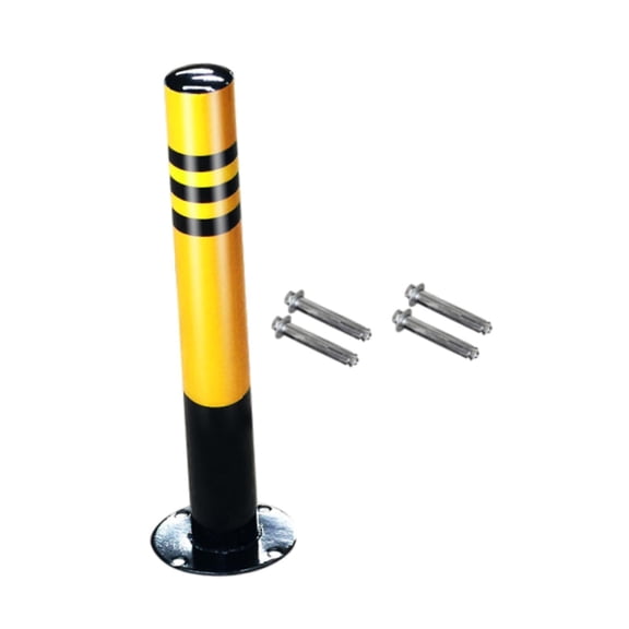 MAGIDEAL Steel Pipe Parking Barrier Bollard Post Easily Install Sturdy with 4 Screws 75cmx7.6cm
