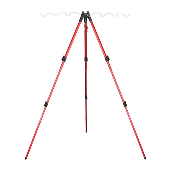 MAGIDEAL Tripod Fishing Rod Holder 7 Rods Stand Foldable Lightweight Fishing Rod Stand Fishing Rod Support Tripod for Lake River Beach Red