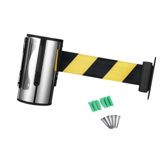 MAGIDEAL Wall Mount Retractable Belt Barrier Multipurpose for Office School Warehouse 5 m Yellow Black