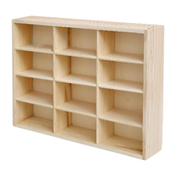 MAGIDEAL Wooden Storage Divider Box Display Box Tabletop Box Wall Mounted Toy Car Storage Car Display Shelf for Doll Store Tiny Dolls 12 Grid