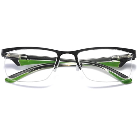 MAGIMODAC Metal Readers Rectangle Half Frame Classic Clear Spring Hinges Reading Glasses for Men Women