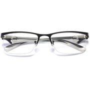 MAGIMODAC Metal Readers Rectangle Half Frame Classic Clear Spring Hinges Reading Glasses for Men Women