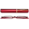 thumbnail image 1 of MAGIMODAC Pocket Reading Glasses Compact Men Women Metal Eyeglasses Eyewear With Case (Red, +2.25), 1 of 5