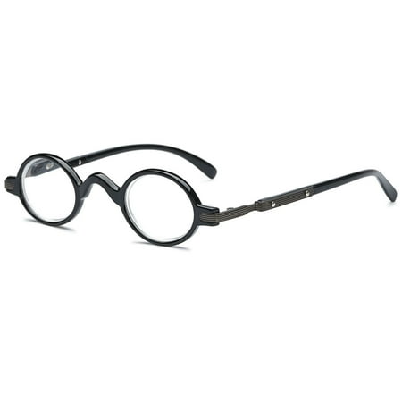 MAGIMODAC Retro Oval Reading Glasses Nerd Eyeglasses Eyewear Readers for Men Women (1 Pcs Black Reading Glasses, +1.5)