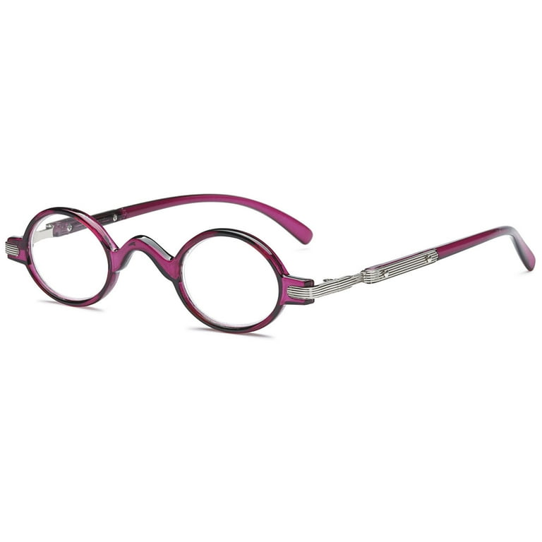 MAGIMODAC Retro Oval Reading Glasses Nerd Eyeglasses Eyewear Readers for Men Women 1 Pcs Purple Reading Glasses 3.5