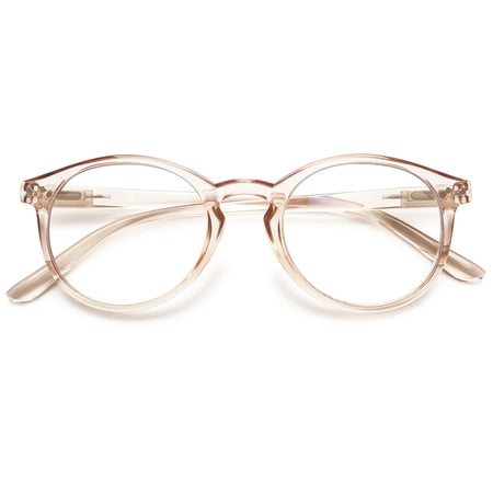 MAGIMODAC Round Reading Glasses 1.5 Blue Light Blocking Spring Hinge Lightweight Reader Eyeglasses for Men and Women
