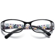 MAGIMODAC Women Reading Glasses Cateye Floral Fashion Plastic Eyeglasses Eyewear Readers (1 Pcs Black Reading Glasses, +3.25)