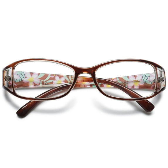MAGIMODAC Women Reading Glasses Cateye Floral Fashion Plastic Eyeglasses Eyewear Readers (1 Pcs Brown Reading Glasses, +3.25)