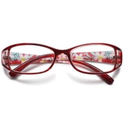 MAGIMODAC Women Reading Glasses Cateye Floral Fashion Plastic Eyeglasses Eyewear Readers (1 Pcs Red Reading Glasses, +1.0)