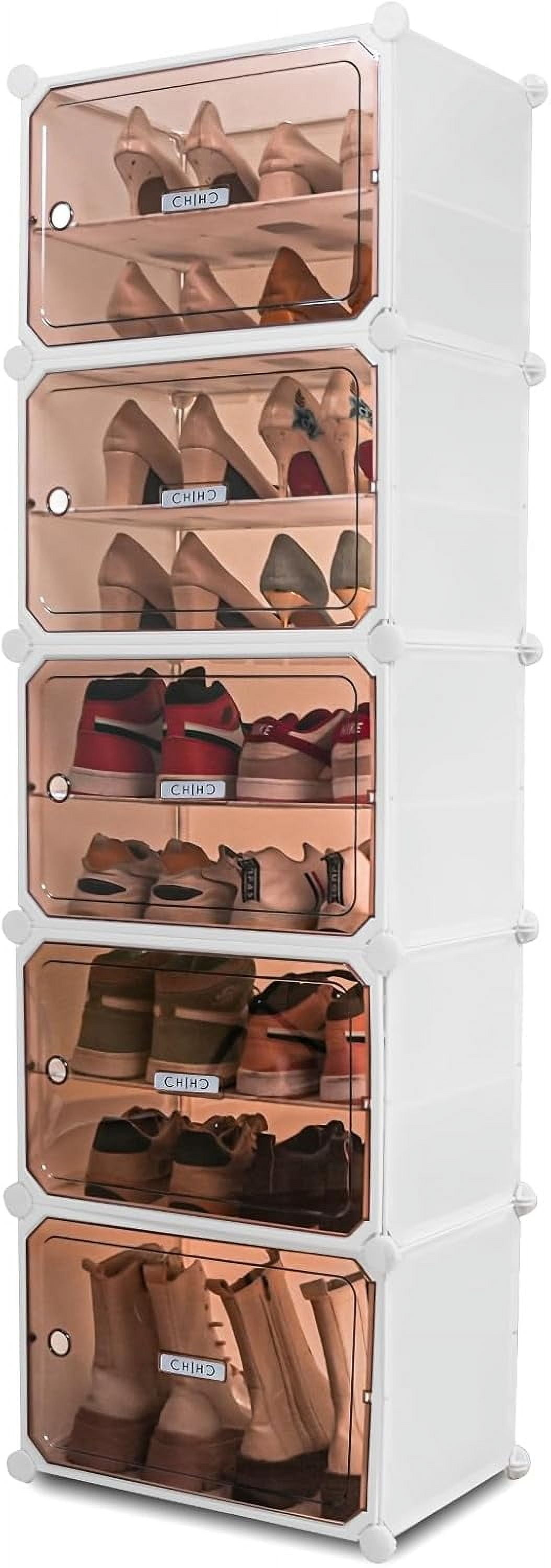MAGINELS 10-Tier Shoe Rack,Expandable Multi-Functional Plastic Shoe ...