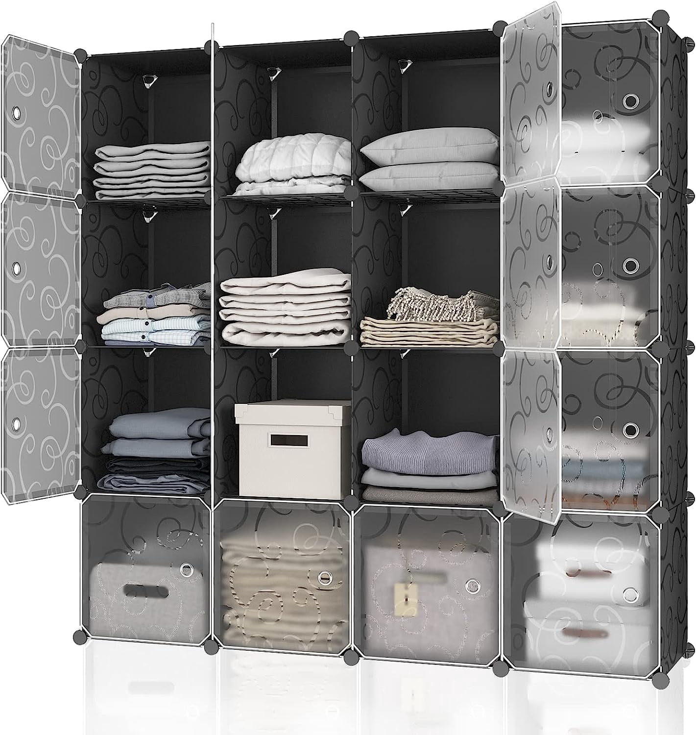 MAGINELS 16 Cube Storage Organizer,Portable Plastic Storage Cabinet ...
