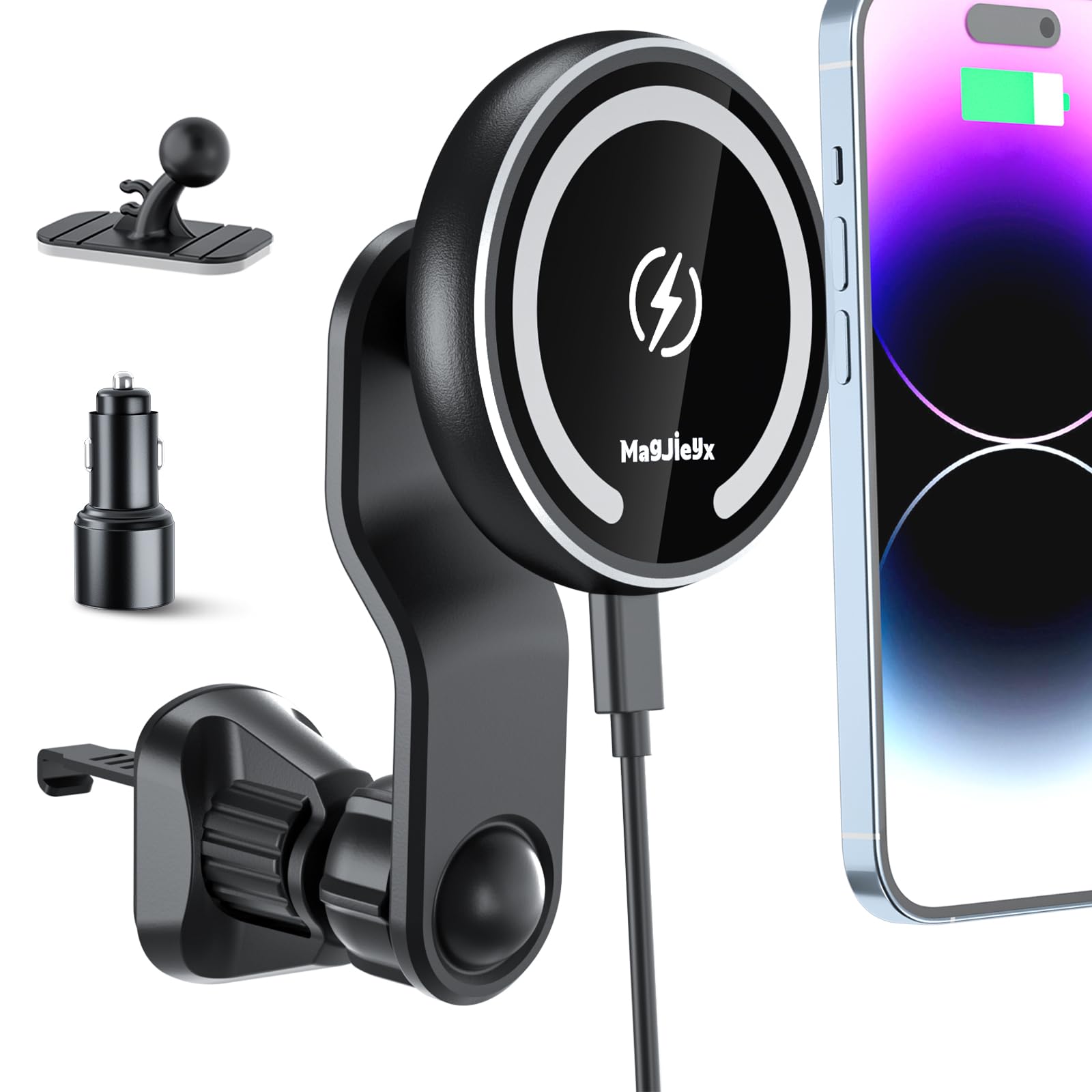MAGJIEYX for Magsafe Car Mount Charger for AutoAlignment Wireless