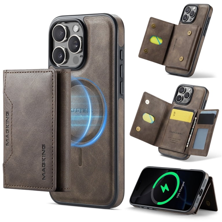 MAGKING Case For iPhone 16 Pro Max, RFID Blocking, PU Leather