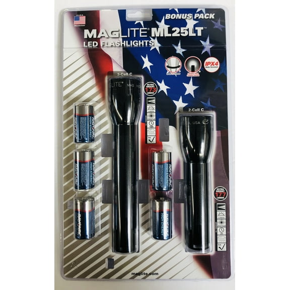 MAGLITE LED 2C & 3C Flashlight Pack, ML25LT
