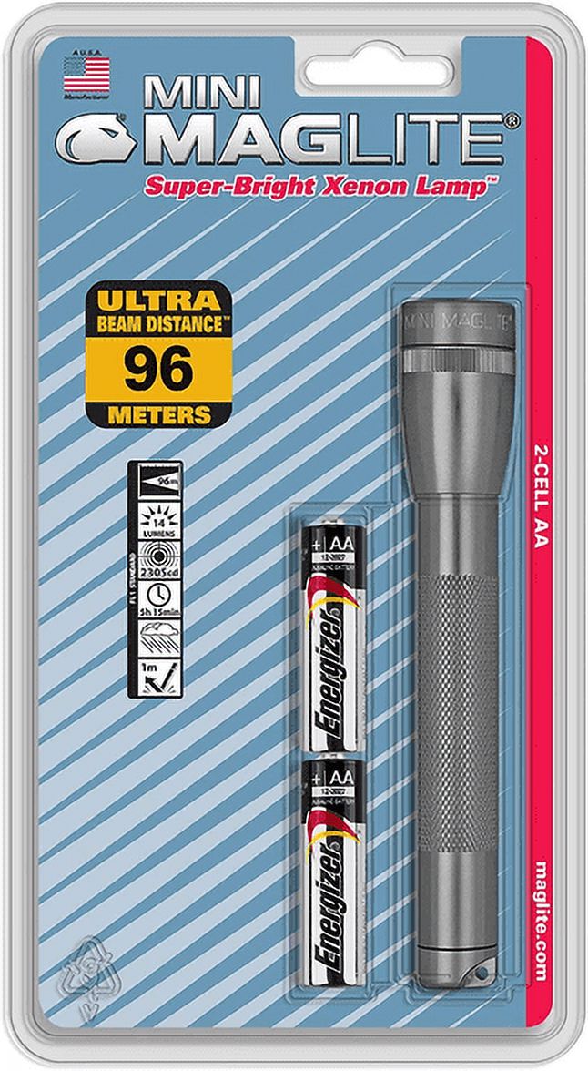 MAGLITE Mini Maglite Xenon 2AA Flashlight Gray