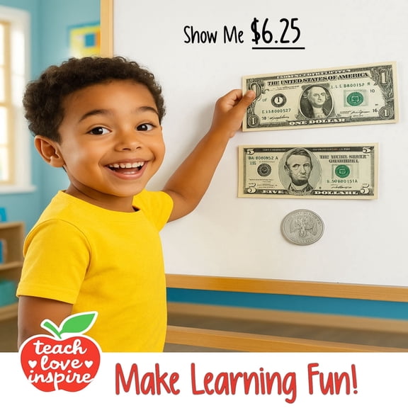 MAGNA-MONEY 48 PCS Large Double-Sided Magnetic Money for Teachers - Jumbo 2 Sided Money, Classroom, Learning