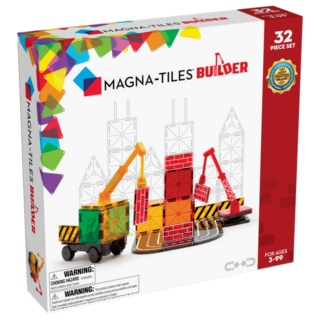 MAGNA-TILES Builder 32-Piece Magnetic Construction Set, The ORIGINAL Magnetic Building Brand, for Child Ages 3+