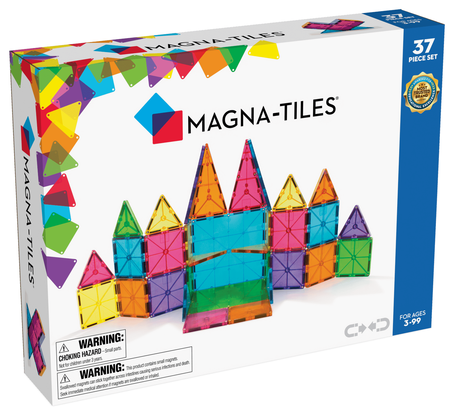 MAGNA-TILES Classic 37 Piece Magnetic Construction Set, The ORIGINAL Magnetic Building Brand, for Child Ages 3+