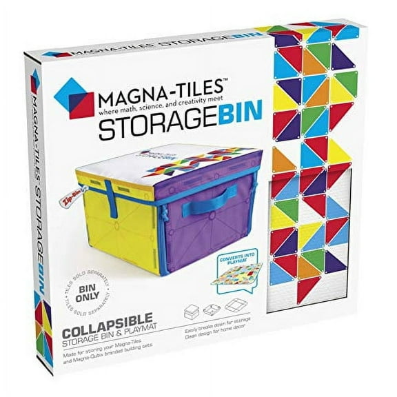 MAGNA-TILES Collapsible Toy Storage Bin & Play Mat Holds 300 Pieces, Portable Magnetic Tile Organizer, Ages 3+
