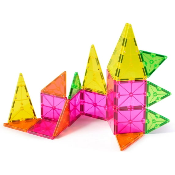 MAGNA-TILES Color Shop NEON 20-Piece Magnetic Construction Set, The Original Magnetic Building Brand