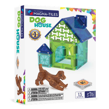 MAGNA-TILES® Dog House 13-Piece Magnetic Construction Set, The Original Magnetic Building Brand