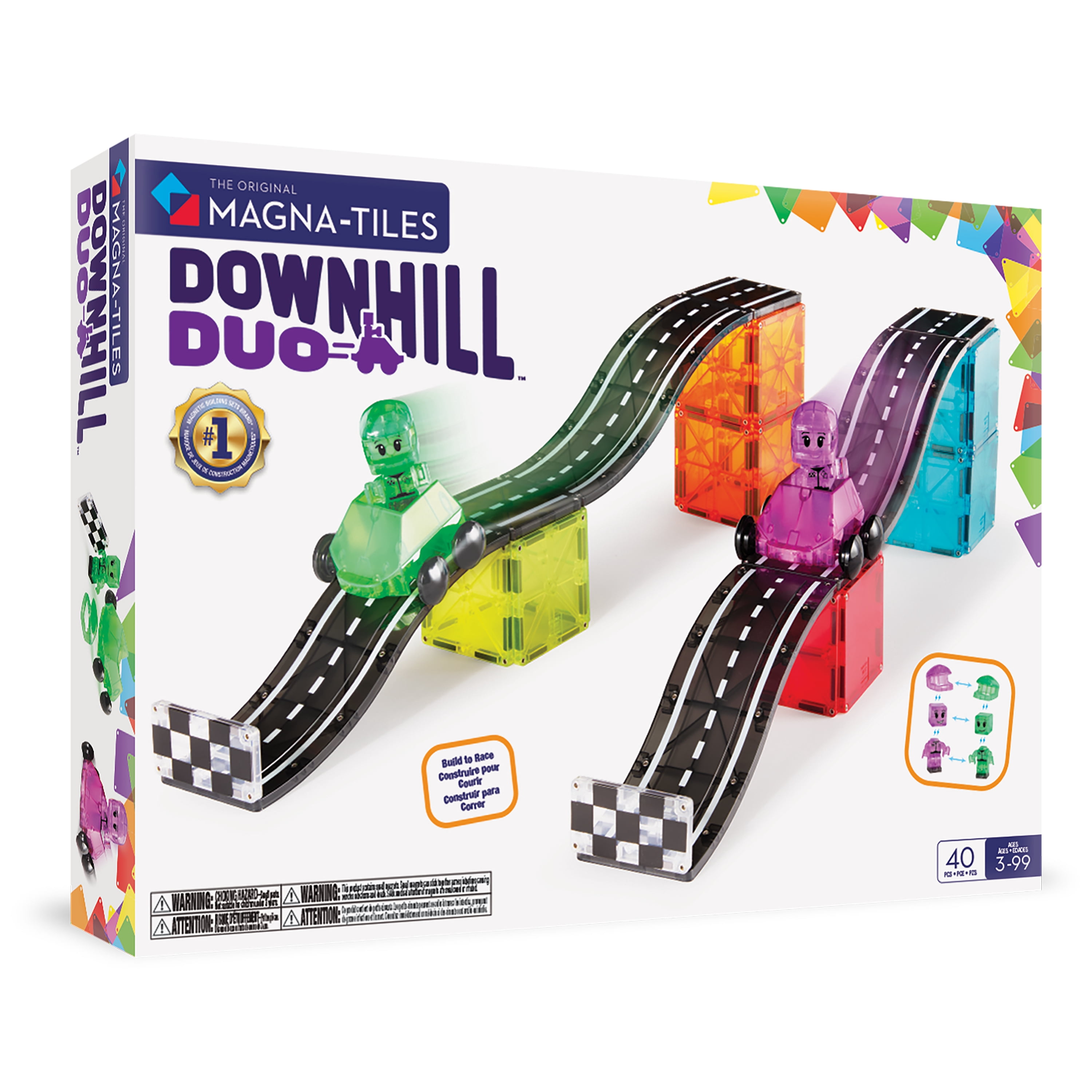 MAGNA-TILES® Downhill Duo 40-Piece Magnetic Construction Set, Ages