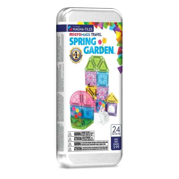 MAGNA-TILES® microMAGS Spring Garden 24-Piece Travel Set, The Original Magnetic Building Brand