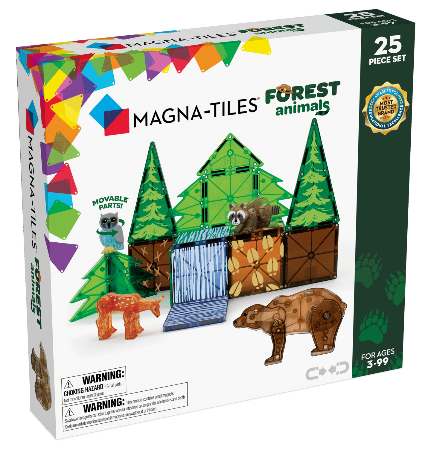 MAGNA-TILES Forest Animals 25-Piece Magnetic Construction Set, The ORIGINAL Magnetic Building Brand