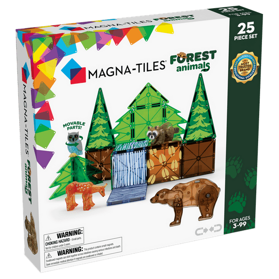MAGNA-TILES Forest Animals 25-Piece Magnetic Construction Set, The ORIGINAL Magnetic Building Brand