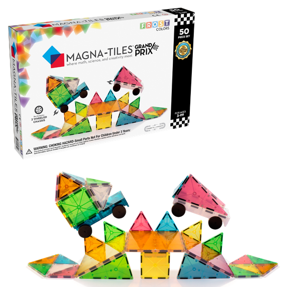 MAGNA-TILES Grand Prix 50-Piece Magnetic Construction Set, The ORIGINAL Magnetic Building Brand