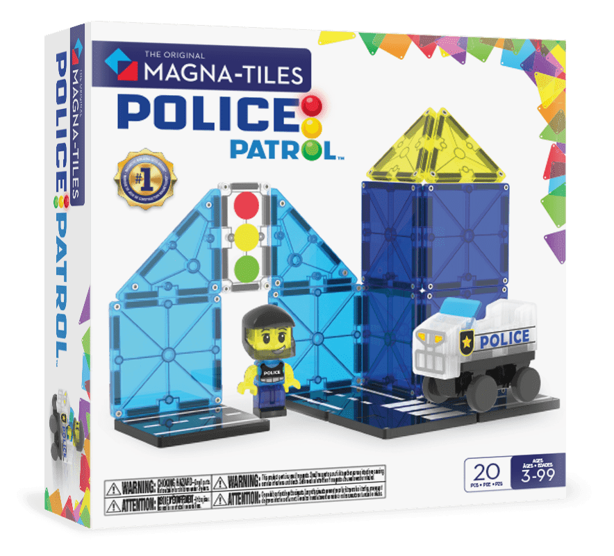 MAGNA-TILES® Police Patrol 20-Piece Magnetic Construction Set, The Original Magnetic Building Brand