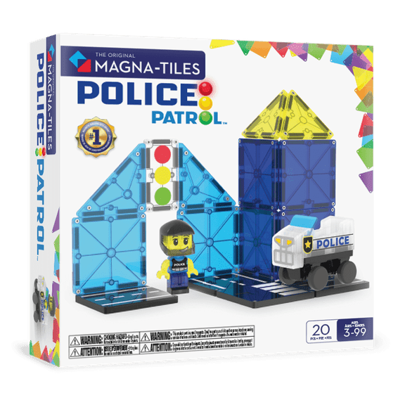 MAGNA-TILES® Police Patrol 20-Piece Magnetic Construction Set, The Original Magnetic Building Brand