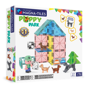 MAGNA-TILES Puppy Park 27-Piece Magnetic Construction Set, The Original Magnetic Building Brand