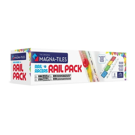 MAGNA-TILES Rail Racers 8-Piece Rail Pack, The Original Magnetic Building Brand