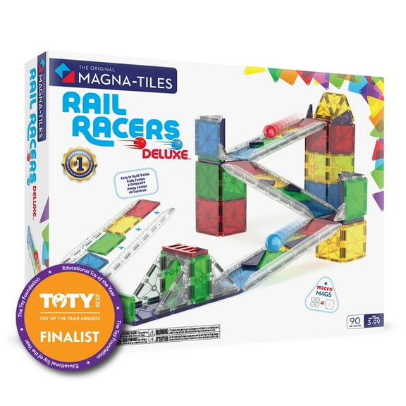 MAGNA-TILES Rail Racers Deluxe 90-Piece Magnetic Construction Set, The Original Magnetic Building Brand