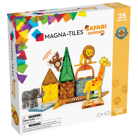MAGNA-TILES Safari Animals 25-Piece Magnetic Construction Set, The Original Magnetic Building Brand